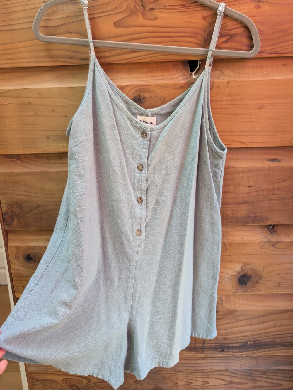 Rhythm Light Sage Green Linen Blend Romper - Women